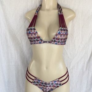 NEW Montce Swim Casa Maya Aztec Triband Bikini L